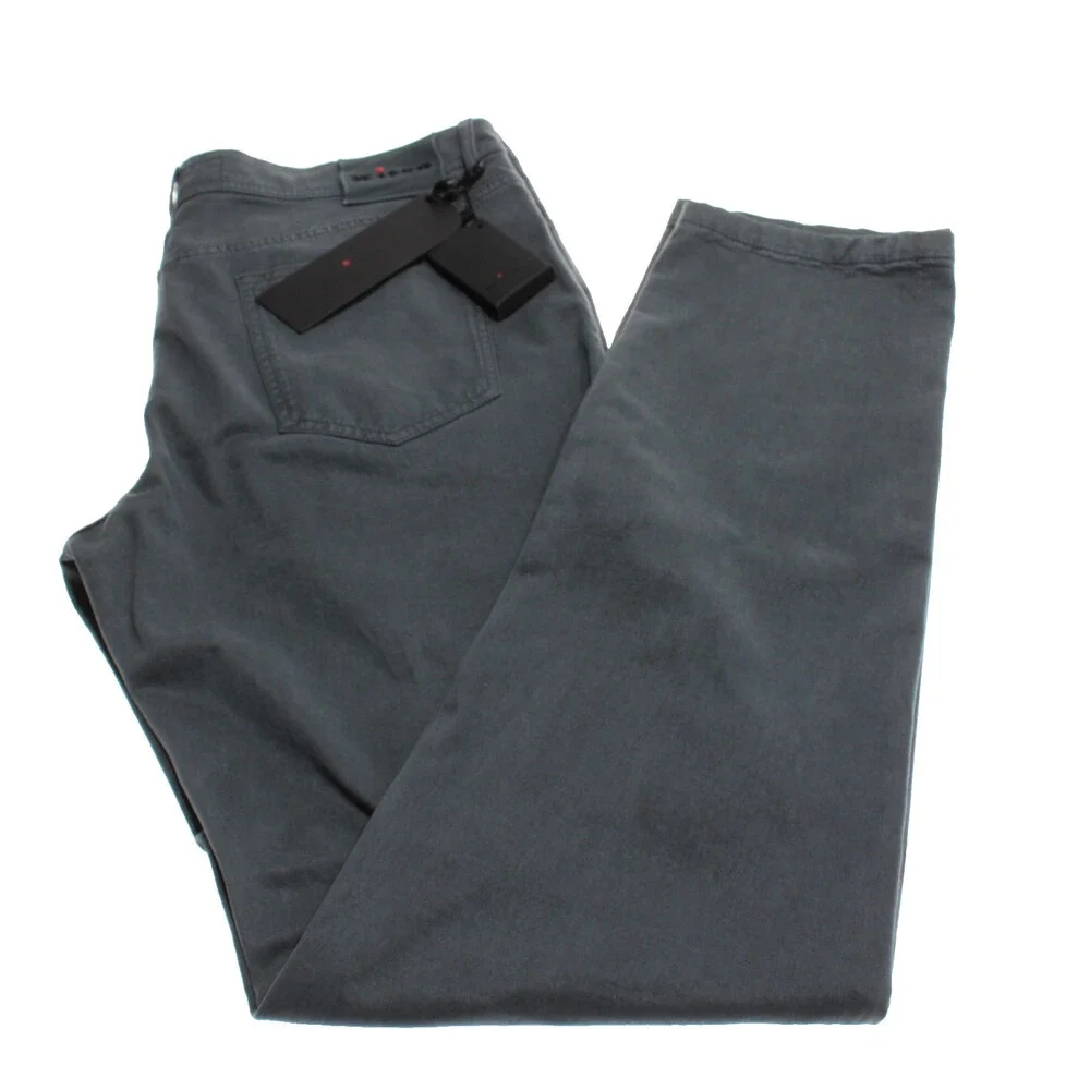 Kiton NWT Five Pocket Jean Cut Pants Size 40 US in Gray Lyocell & Cotton Blend